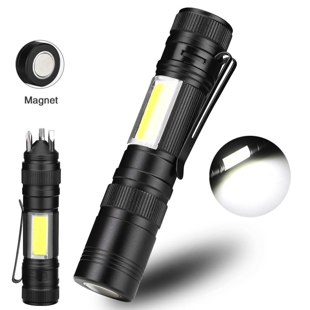 Multi-function Aluminum Clip Pen Light COB  Led Flashlight  Screwdriver Portable with Magnetic